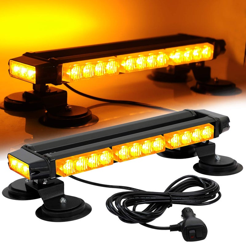 ASPL 16.8 Inch LED Strobe Flashing Light Bar, 26 Flashing Modes High Intensity Emergency Hazard Warning Beacon Lights with Magnetic Base for Car, Trucks, Snow Plow, Construction Vehicles (Amber) - Image 1